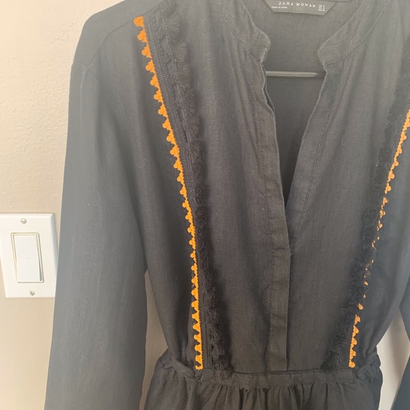 Zara Black Linen Bohemian Tunic Dress - Picture 5 of 5